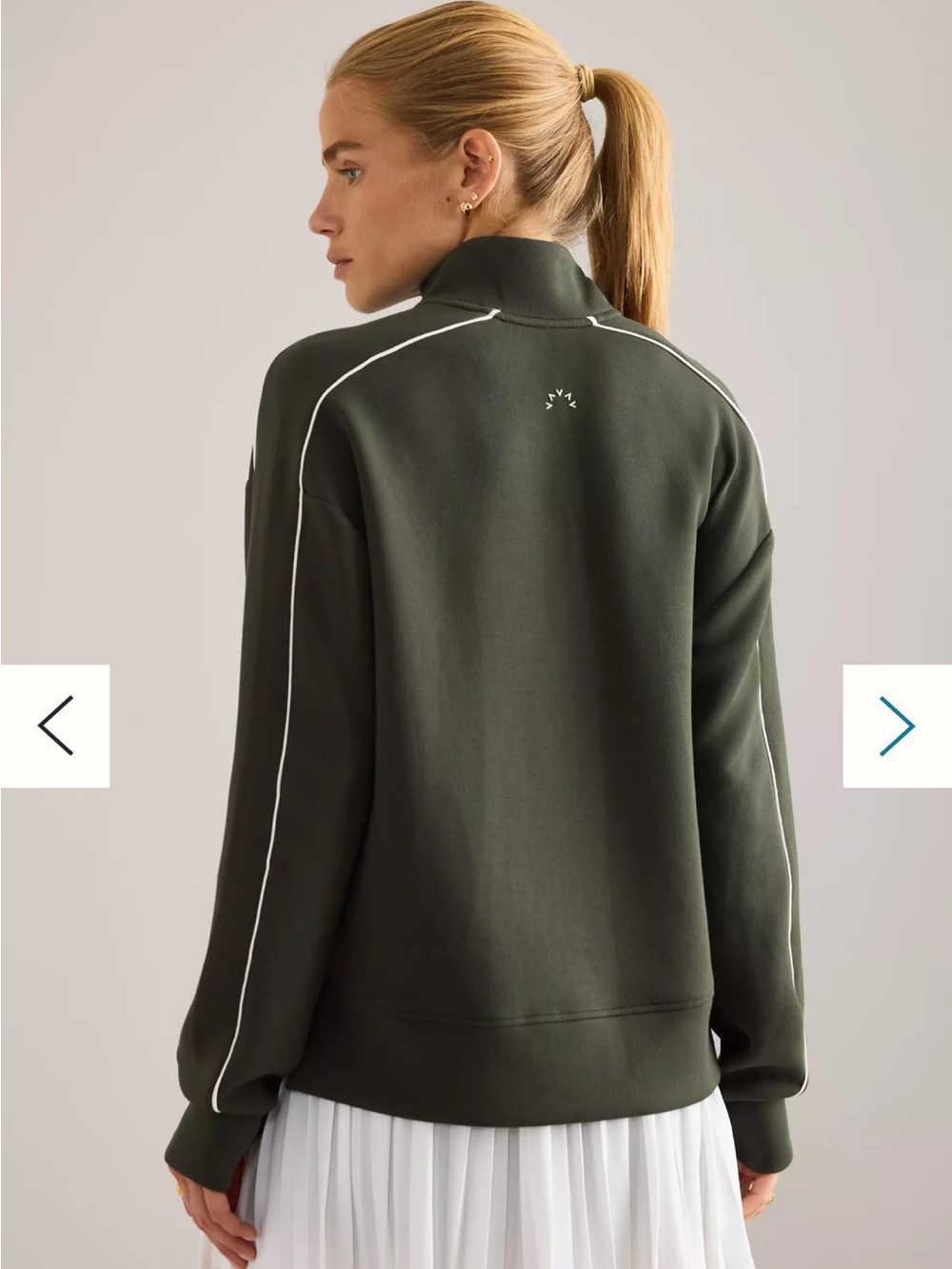 Varley Kirsi Half Zip Pullover Olive Green Scuba Sweatshirt - Size Small - Picture 4 of 12